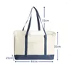 Shopping Bags -2PCS Reusable Grocery Collapsible Boxes Large Storage Bins Tote Bag Beige And Blue