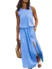 Casual Dres Sommer Dr Frauen Sleevel Lg Maxi Sexy Seite Schlitz Designer Stil Fi Sundr Weibliche Feste Lose DrCasual L2RG #