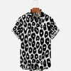 Mannen Casual Shirts Hawaii Y2k Tops Luipaard Print Korte mouwen Harajuku Holiday Party T-shirt Oversized Revers Blouse Kleding