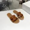 Slipperdesigner Slide Summer Sandals Fashion Beach inomhus Flat Flip Flops Läder Lady Women Ladies Slippers Storlek 35-45 med Box Flip-Flops