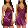 Women's Night Short Dress Nightown Satin Silk Lace Lingerie 654244