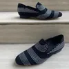 Casual Shoes Black And White Mixed Colors Men Rhinestone Loafers Suede Leather Italian Dress Flats Crystal Slip On