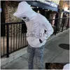 Mens Hoodies Sweatshirts Fashion Skeleton Rhinestones White Zip Up Hoodie Men Kvinnor Y2K kläder Långärm Hip Hop Drop Delivery App OT0QI