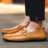 Casual Shoes Genuine Leather Men Brand Italian Slip On Mens Loafers Moccasins Soft Breathable Driving Chaussure Homme