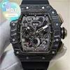 Designer Luxury RM Wrist Watch RM11 Mens mécaniques Mécanique mécanique Red Devil Fibre carbone Hollow Swiss Mouvement RM35