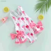 Une pièce VISgogo enfants maillot de bain filles sans manches beignet/crème glacée imprimé grand nœud papillon à volants Triangle maillot de bain barboteuse 24327