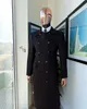 nero Abiti da uomo su misura One Piece con risvolto a punta doppio petto in lana Lg Cappotto Slim Fit da sposa Sposo Custom Made Plus Size 70RZ #