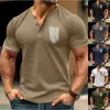 Camisas masculinas Camisetas Camisa Simples Única Impressão Casual para Homens Baixo Preço V-Pescoço Mangas Curtas Blusa de Verão Slimfit Chemise Hommes de Luxe