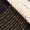 Collier ras du cou en acier inoxydable plaqué or 18 carats, chaîne courte, cadeau, perles en émail multicolores, bijoux de fête pour femmes