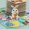 Intelligence toys Toddler Cartoon Animals Jigsaw Puzzle Dinosaur Vehicle Colorful 3D Wooden Puzzles Kids Montessori Educational Toys 24327