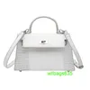 Ky Tote Bags Trusted Luxury Leather Handbag Silver Buckle Mini Small Womens Bag 2024 New Crocodile Pattern Handheld One Shoulder Diagonal Str have logo HBG2