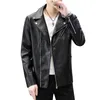 2024 primavera jaqueta de couro masculino novo casaco de motociclista bonito jaqueta de couro do plutônio coreano fino ajuste lado zíper jaqueta de couro f58d #