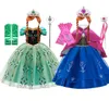 Princesa anna vestido para meninas neve rainha 2 vestidos cosplay peruca crianças festa de aniversário de natal traje roupas da menina do bebê acessório t3547989
