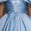 Jill luxe bleu Dubaï fille robe perlée cristal arabe princesse enfants mariage fête d'anniversaire robe de bal Communion 2024 J379 240312