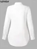 Bluzki damskie 2024 Vonda Women Summer Leth Sleeve Asymetryczne koszule Przyciski swobodne luźne tunika