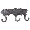 Hooks Vintage Elephant Head Cast Iron Wall Hook With Three Hangers Farmhouse Home Garden Mounted Animal Figurines Hanging