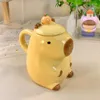 Mokken Leuke Capybara Mok Keramische Koffie 3D Cartoon Paar Cup Met Handvat En Deksel Vorm Voor Thee Accessoires