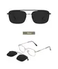 Sunglasses Metal Big Square Glasses Frames With Clip On And Spring Hinge Polarized For Myopia Prescription Lenses