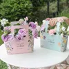 Cestini portaoggetti Scatola per fiori portatile Borsa di carta Confezione regalo Confezione regalo per festa di nozze Confezione pratico cesto di fiori per il matrimonio