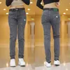 2024 New Style Men Clothing Men's Fi Blue Patchwork Elastic Slim Jeans Mid-Waist Cott Straight Leg Casual Denim Pants I9WF#