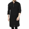 Jubba Thobe Islamiska kläder för muslimska FI -man LG Robes Solid LG Sleeve Arabic Arab Simple Casual Mens Shirt 5XL W9W7#