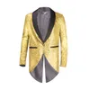 Oro lucido con paillettes glitter impreziosito giacca sportiva da uomo discoteca vestito da ballo giacca da uomo costume Homme abiti di scena per cantanti D3ky #