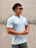 2023 Vêtements pour hommes de haute qualité col en V à manches courtes T-shirt hommes Slim Fit T-shirt hommes cott Casual Summer Gym Fitn Tee-shirt q71Q #