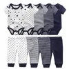 Unisex 6910Pieces Cotton Born BodysuitsPants Baby Girl Clothes Sets Cartoon Print Short Sleeve Boy Bebes 240314