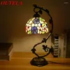 Tischlampen OUTELA Tiffany-Lampe, amerikanisches Retro-Wohnzimmer, Schlafzimmer, luxuriöser Villa-El-Buntglas-Schreibtisch