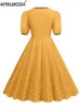 Party Dresses Summer Swing Flare Vintage Women's Dress Short Puff Sleeve Polka Dot Print Midi Elegant 50s Robe Runway A Line