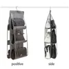 Förvaringspåsar dubbelsidiga 6 fickor handväska hängande arrangör icke-vävd dammsäker fällbar garderobsgarderobväska