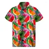 Men's Casual Shirts Colorful Watermelon Graphic Hawaiian Shirt Summer Tops Short Sleeves 3d Printed Fruits Button Men Clothes Lapel Blouse