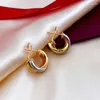 Dangle Earrings Donia Jewelry Fashion Tri-Ring Titanium Steel Micro-Inlaid Zircon Silver Needle Luxury Tri-Color