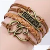 Bracelets de charme Meilleur ami Bff pour femmes hommes Vintage Love Heart Infinity tressé en cuir corde Wrap bracelet mode amitié bijoux Dh4DT