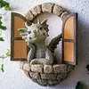 Decorative Figurines 2PCS Garden Decor Wall Decoration Dragon Statues Small Beautiful Yard Sculpture Resin