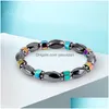 Beaded Rainbow Magnetic Hematite Armband For Women Power friska Black Gallstone pärlor Kedjor Bangle Men s Fashion Handgjorda smycken DH2TI