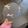 Casquettes de balle Mode Rose Bowknot Filles Chapeau 2024 Rétro Lavé Denim Baseball Doux Mignon Trou Réglable Solide Chapeaux Printemps Été Cadeaux