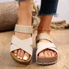 Slippers Slangpatroon Dikke Bodem Kurk Sandalen Vrouwen Zomer Antislip Platform Vrouw Cross Strap Casual Slides Schoenen 2023 H240328