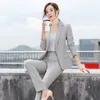 Plaid Splice Slim Fit Jacke Blazer Lässige Hose mit weitem Bein Zweiteiliger eleganter Damenanzug Sommer Büro Business Set Outfit 240327