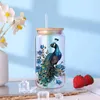 Fensteraufkleber UV DTF Peacock Parrot Transfer Happy Juice Gedruckter Aufkleber für die 16oz Libbey Glasses Wraps Bottles D14177