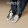 Pantoufles ODS Mules été 2024 bout carré décontracté chaussures pour femmes en cuir véritable à la main quotidien appartements argent luxe or noir