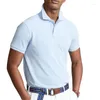 Polos masculinos camiseta de algodão roupas verão camisa polo S-5XL casual cor sólida manga curta lapela homme ajuste tipo esportes camiseta