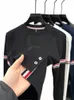 T-shirt pour hommes de marque de luxe haut de gamme 2024 printemps coréen nouveau col rond rayé Lg manches Street Fi Hem Butt vêtements pour hommes n2uj #