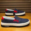 أحذية غير رسمية للرجال المتسكعون الكتان شقق تنفس الرجال espadrilles slip-on canvas رجل الصياد يقود الأحذية