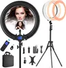 Ring Light with Wireless Remote and iPad Holder, 19 Inch Bi-Color LCD Display Ring Light with Stand and Selfie Remote