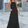 Casual Dresses Women A-line Dress Elegant Shoulderless Maxi For Ankle Length Vest Style Summer With Side Ladies