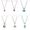 Collier pandoras de créateur Pans S925 Collier en argent Méduse d'été Crabe bleu Collier papillon Chaîne Soleil Lune Étoile Chaîne