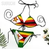 Mulheres Swimwear Mulheres Zimbabué Bandeira Biquíni Conjuntos de Maiô Três Pontos Beachwear Natação Banheira Ternos de Festa de Praia