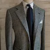 houndstooth Wedding Blazer for Men 2024 In Stock Plaid Notched Lapel Suit Jacket Stylish Male Fi Coat o0hi＃