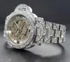 Reloj de diamantes con joyería de Hip Hop para hombre, reloj de moissanita VVS con ajuste manual de acero inoxidable